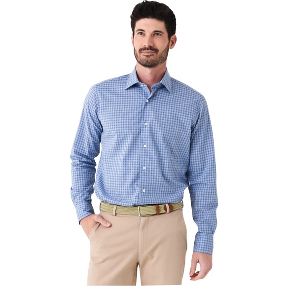Peter Millar Crown Crafted Flex Finish Excursionist Cotton Shirt Chambray Blue - Picture 4 of 15